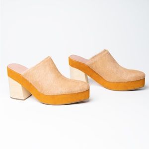 NEW Rachel Comey Bandy Clog Platform Mule Camel Pony Hair